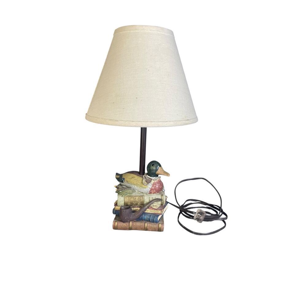 Vintage Mallard Duck Perched On A Stack Of BooksTable Lamp WORKS